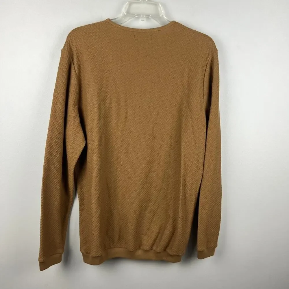 Zara Men's Golden Brown Lightweight Waffle Knit Sweater Size L